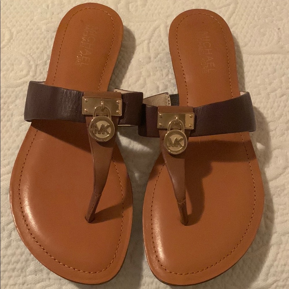 Michael Kors Leather Sandals in Brown and Tan Size 8 M